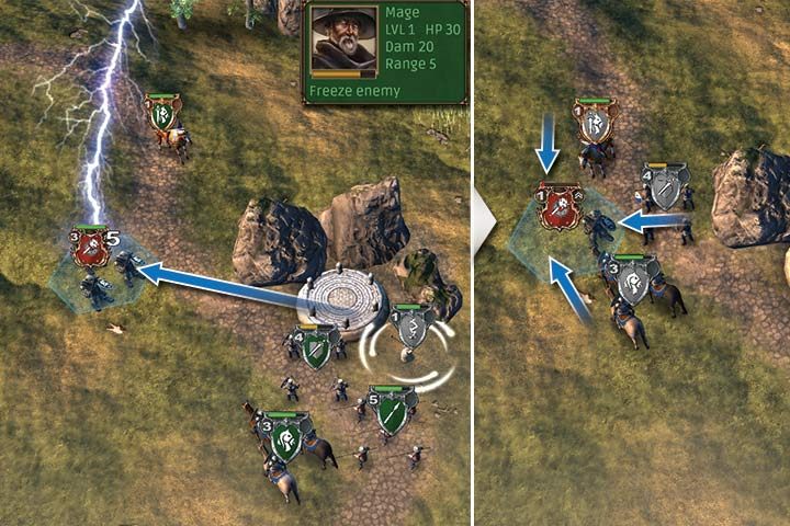 Mag unieruchamia ciężką piechotę wroga, a następnie reszta twoich oddziałów dobija przeciwnika. - Jak atakować i ustawić obronę w Hex Commander? - Hex Commander - poradnik do gry