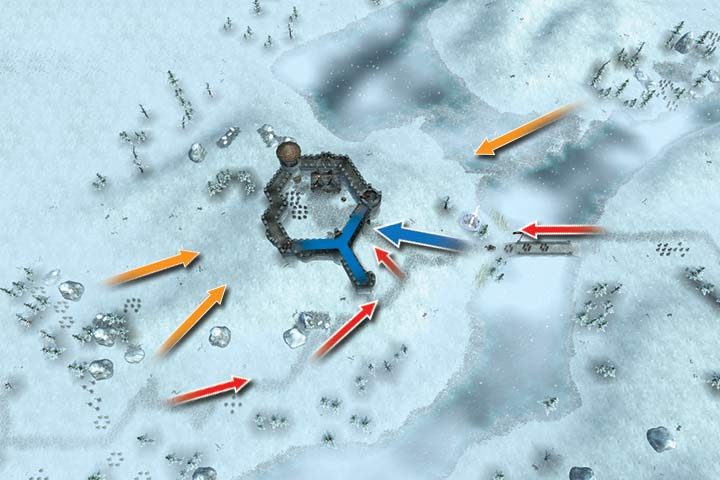 Scenariusz rozpoczynasz z bohaterem i trzema oddziałami kuszników na moście - Misja 2 - Lodowy róg | Kampania w Hex Commander - Hex Commander - poradnik do gry