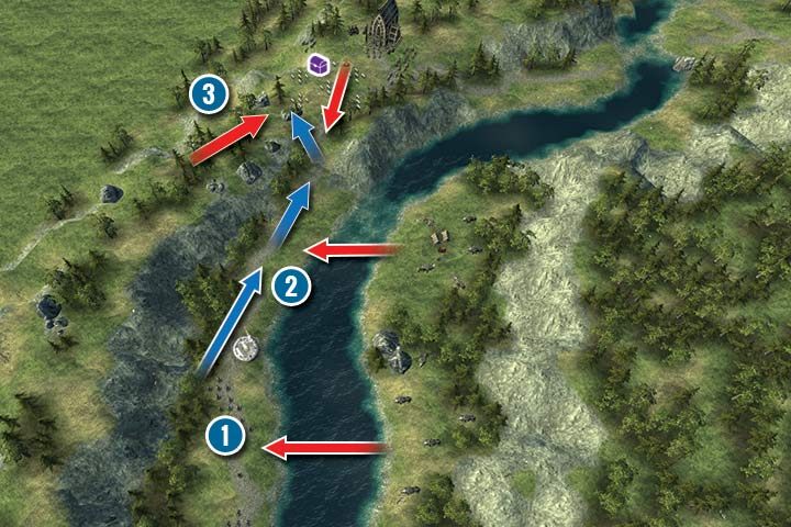 Misje rozpoczynasz na południu, na lewej stronie rzeki (1) - Misja 2 - Szafirowy Potok | Kampania Elfów w Hex Commander - Hex Commander - poradnik do gry