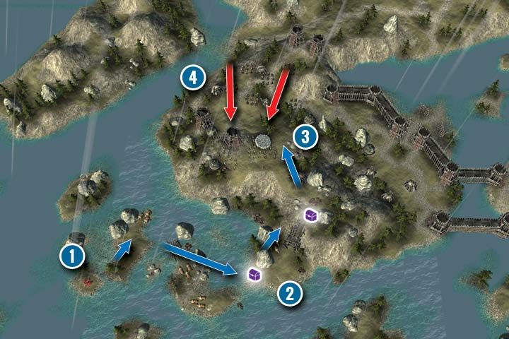Misję rozpoczynasz na zachodnim krańcu mapy, posiadając pod kontrolą tylko swojego bohatera, smoka Agni (1) - Misja 1 - The Flood | Kampania Zielonoskórych (Orków) w Hex Commander - Hex Commander - poradnik do gry