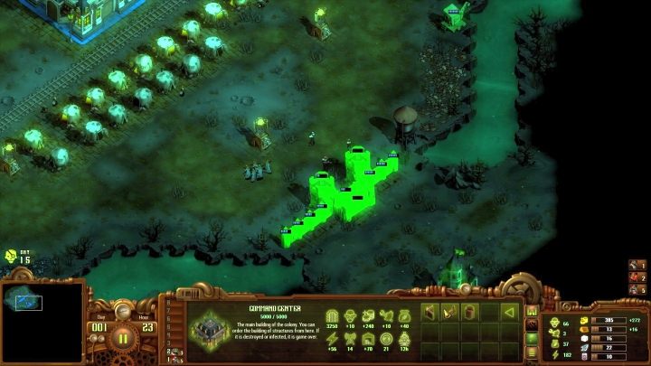 Warto ustawić mur na wąskim przesmyku - uniemożliwi to wrogom dotarcie do reszty kolonii. - Trujące Bagno (The Noxious Swamp) | Solucja They Are Billions - They Are Billions - Poradnik Do Gry