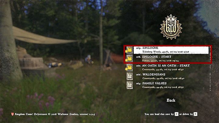 Oba stany gry powinny być widoczne na liście po wybraniu stosownej opcji z menu głównego gry - pokazuje je powyższy obrazek - Kingdom Come: Czy można grać po skończeniu głównej fabuły? - Kingdom Come Deliverance - poradnik do gry