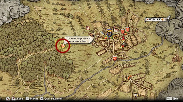 Na mapie Użyc powinny pojawić się trzy znaczniki informujące o lokalizacji kobiet będących w posiadaniu maści od wiedźmy - Użyce | Zadania poboczne Kingdom Come - Kingdom Come Deliverance - poradnik do gry