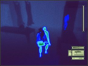 W pomieszczeniu będzie trójka strażników - jeden przed wejściem, drugi spacerujący z prawej do środka sali i trzeci po lewo, dalej - Etap 1 (3) | Abattoir | Tom Clancys Splinter Cell - Tom Clancys Splinter Cell - poradnik do gry