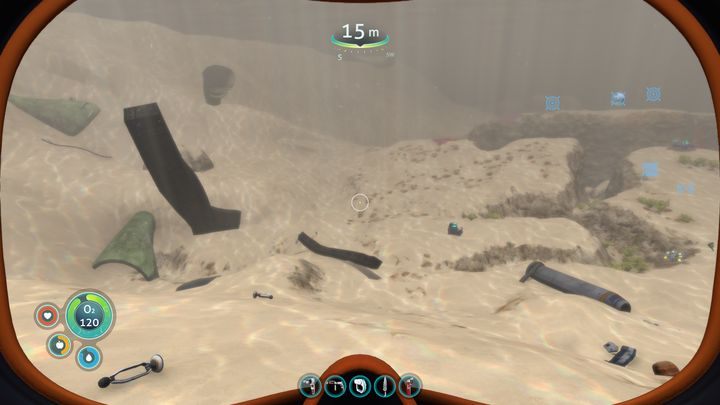 Całą strefę pokrywają różnego rodzaju odłamki pochodzące z Aurory. - Subnautica: Strefa Wypadku | Strefy, Biomy - Subnautica - poradnik do gry