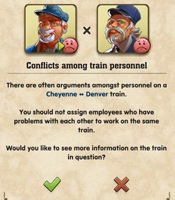 Nie wszyscy pracownicy potrafią współpracować ze sobą. Przez takie sytuację twoje pociągi będą miały opóźnienia. - Railway Empire: Personel, wagony specjalne - Railway Empire - poradnik do gry