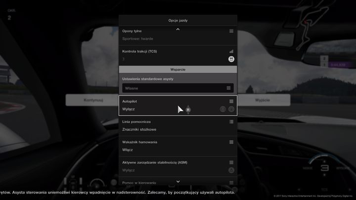 W opcjach od razu możemy wyłączyć wszystkie wspomagania z grupy autopilot. - Jakie asysty w Gran Turismo Sport? - Gran Turismo Sport - poradnik do gry