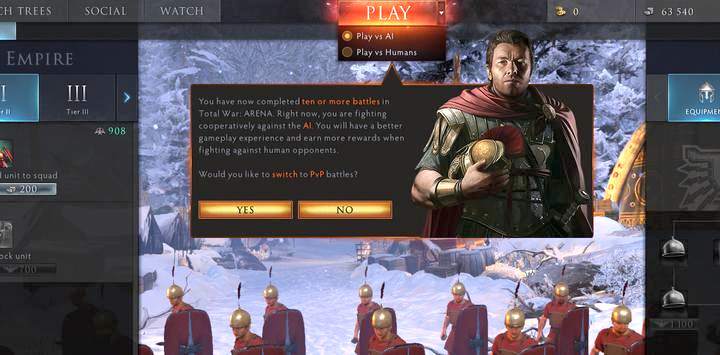 Gdy rozegrasz 10 bitew, gra zasugeruje rozpoczęcie rozgrywek przeciwko innym graczom - Jak rozpocząć grę w Total War Arena? - Total War Arena - poradnik do gry
