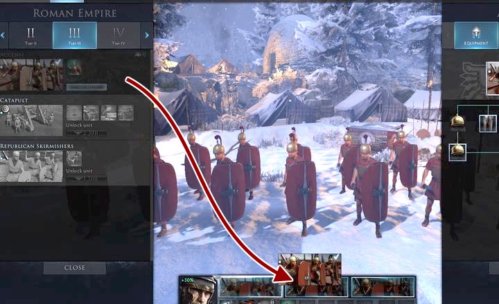 Przeciągnij jednostki na dolny pasek, by wybrać drużynę złożoną z wybranych oddziałów - Jak rozpocząć grę w Total War Arena? - Total War Arena - poradnik do gry