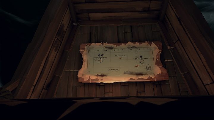 Zaznacz sobie punkt docelowy na mapie znajdującej się na statku, aby łatwiej było Ci trafić na miejsce - Sea of Thieves: Jak zacząć? 7 prostych kroków - Sea of Thieves - poradnik do gry