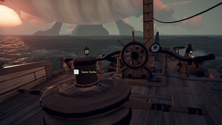 Aby poprawnie wykonać zwrot na kotwicy musisz w pierwszej kolejności upewnić się, że ster znajduje się na środku - Sea of Thieves: Solo Sloop - Sea of Thieves - poradnik do gry