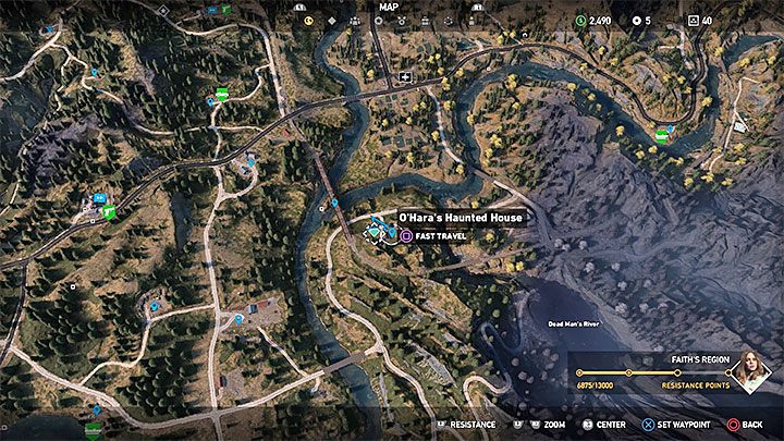 Nawiedzony Dom OHary (OHaras Haunted House) znajduje się na granicy regionów Dolina Holland i Rzeka Henbane - Jak dostać się do Nawiedzonego Domu w Far Cry 5? - Far Cry 5 - poradnik do gry