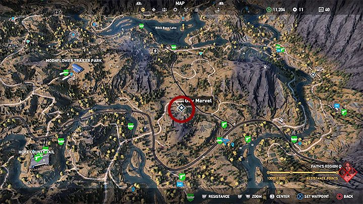 Guy Marvel przebywa na planie filmowym w opuszczonej kopalni (Grimalkin Radon Mine) - miejsce to pokazuje dołączony obrazek - Misje poboczne | Rzeka Henbane | Solucja Far Cry 5 - Far Cry 5 - poradnik do gry
