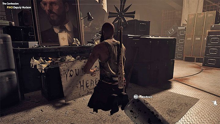 W trakcie przesłuchania możesz odpowiedzieć Johnowi (wciśnij wskazany przycisk) lub go zignorować - Spowiedź | Dolina Holland | Solucja Far Cry 5 - Far Cry 5 - poradnik do gry