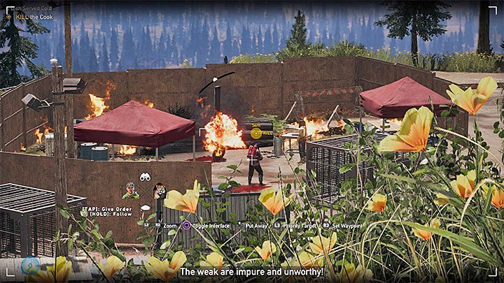 Ostatnia część misji zakłada dotarcie do obozowiska z Kucharzem - Najlepiej smakuje na zimno (nowy towarzysz Jess Black) | Góry Whitetail - Far Cry 5 - poradnik do gry