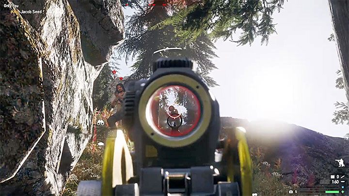 W trakcie wspinaczki musisz nie tylko unikać ostrzału Jacoba, ale uważać również na kultystów oraz wilki - Jacoba Seed - pojedynek z bossem w Far Cry 5 - Far Cry 5 - poradnik do gry