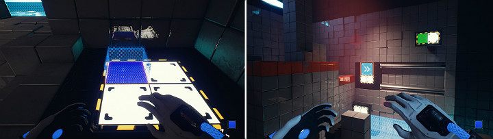 Stwórz niebieską kostkę na jednym z paneli i wskocz na podwyższenie - Chapter 4 - Lost in Transmission - Solucja Q.U.B.E. 2 - Q.U.B.E. 2 - poradnik do gry