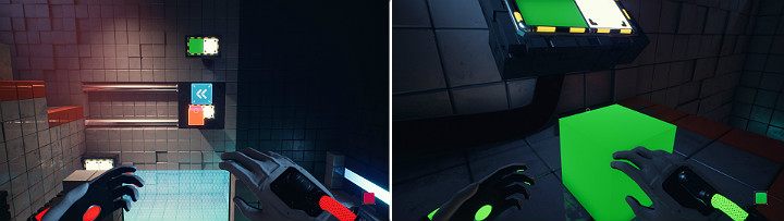 Wysuń pomarańczową kostkę ze ściany i odwróć się do konsoli - Chapter 4 - Lost in Transmission - Solucja Q.U.B.E. 2 - Q.U.B.E. 2 - poradnik do gry