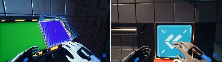 Aktywuj niebieską kostkę z prawej strony konsoli i wskocz na nią - Chapter 4 - Lost in Transmission - Solucja Q.U.B.E. 2 - Q.U.B.E. 2 - poradnik do gry