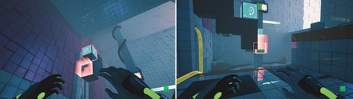 Użyj teraz górnego panelu, aby obrócić głowicę w prawą stronę - Chapter 7 - The Edge - Solucja Q.U.B.E. 2 - Q.U.B.E. 2 - poradnik do gry