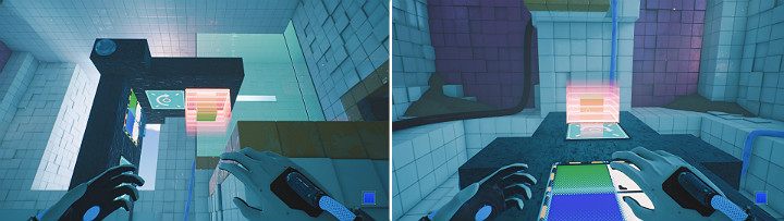 Po raz kolejny przechwyć zieloną kostkę za pomocą magnesu i ustaw ściankę do pozycji poziomej - Chapter 7 - The Edge - Solucja Q.U.B.E. 2 - Q.U.B.E. 2 - poradnik do gry