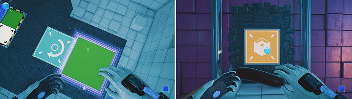 Wejdź na zieloną kostkę i zmień biegun magnesu na niebieski, po czym aktywuj komputer - Chapter 7 - The Edge - Solucja Q.U.B.E. 2 - Q.U.B.E. 2 - poradnik do gry