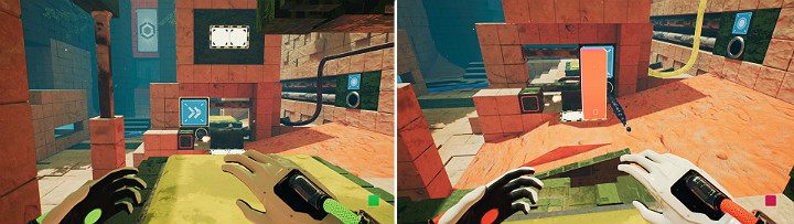 Cofnij się do początku lokacji i stań na przycisku z lewej strony, aby uruchomić mechanizm - Chapter 9 - Memories of God - Solucja Q.U.B.E. 2 - Q.U.B.E. 2 - poradnik do gry