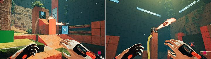 Gdy kula stanie w płomieniach, szybko skasuj pomarańczową kostkę - Chapter 9 - Memories of God - Solucja Q.U.B.E. 2 - Q.U.B.E. 2 - poradnik do gry