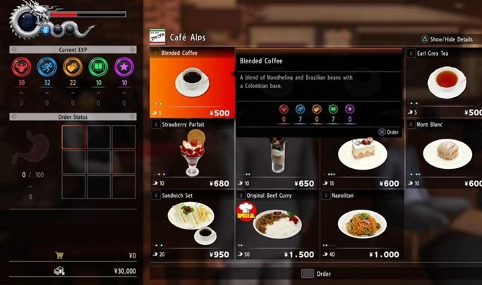 Każdy lokal oferuje inne menu. - Yakuza 6: Porady na start - Yakuza 6: The Song of Life - poradnik do gry