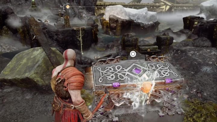 Drugi fragment odnajdziesz na wyspie Krucze Klify - musisz wejść po łańcuchu na górę (zaraz obok zwłok trolla) - God Of War: Muspelheim - wszystkie próby/wyzwania - God Of War - poradnik do gry