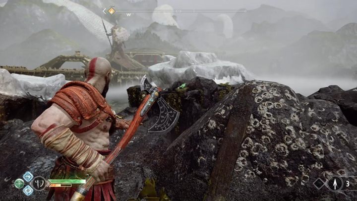 Komentarz: Możesz w niego wycelować na prawo od fioletowej skrzyni - God Of War: Krucze Klify - lista sekretów i znajdziek - God Of War - poradnik do gry