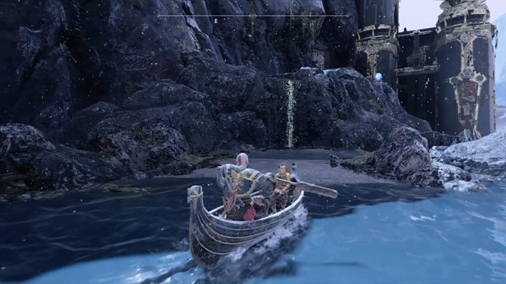 Komentarz: Musisz podpłynąć do tej wysepki (na lewo od Wieży Alfheimu) i zamknąć szczelinę - God Of War: Rada Walkirii - lista sekretów i znajdziek - God Of War - poradnik do gry