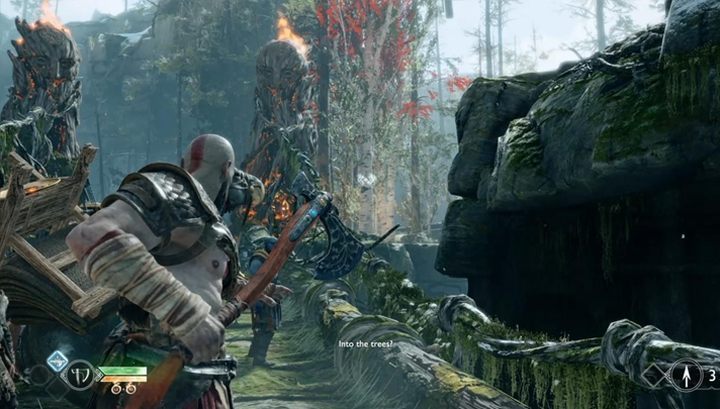 Usłyszysz czyiś głos - kieruj się do niego, a po drodze zabierz czerwoną skrzynię - God Of War: Droga w kierunku góry - solucja, opis przejścia - God Of War - poradnik do gry