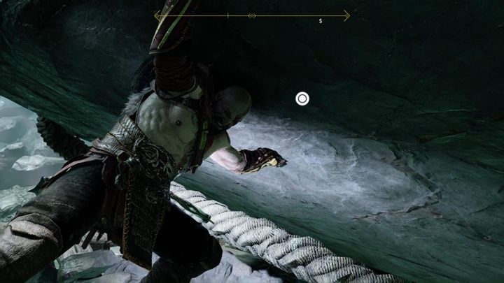 Podejdź teraz do wielkiego głazu i przepchnij go, by uwolnić chwytak - God Of War: Wnętrze Góry - solucja, opis przejścia - God Of War - poradnik do gry