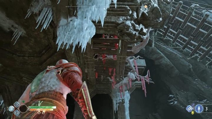 Zniszcz ich - podejdź do czerwonego kryształu obok przepaści i ciśnij nim w czerwone sople - God Of War: Wnętrze Góry - solucja, opis przejścia - God Of War - poradnik do gry