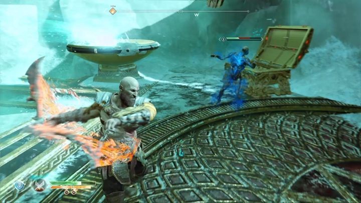 Na moście czeka cię walka z pojedynczym, silnym wrogiem, a kawałek dalej z falą słabszych przeciwników - God Of War: Choroba - solucja, opis przejścia - God Of War - poradnik do gry