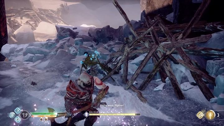 Baldur może zmieniać formy - gdy jest w lodowej postaci, atakuj z pomocą Ostrzy Chaosu, a jak zamieni się w ognistą postać, to musisz użyć Lewiatana - God Of War: Jotunheim w zasięgu ręki - solucja, opis przejścia - God Of War - poradnik do gry