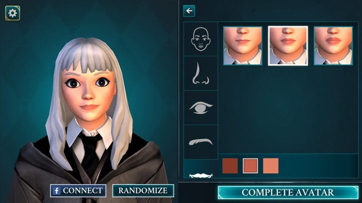 Usta wybierasz spośród przygotowanych 3 modeli - Tworzenie postaci w Harry Potter i Tajemnica Hogwartu - Harry Potter i Tajemnica Hogwartu - poradnik do gry