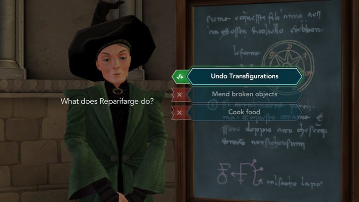 Pierwsze pytanie: What does Reparifarge do - Odpowiedzi na pytania profesorów w Harry Potter i Tajemnica Hogwartu - Harry Potter i Tajemnica Hogwartu - poradnik do gry