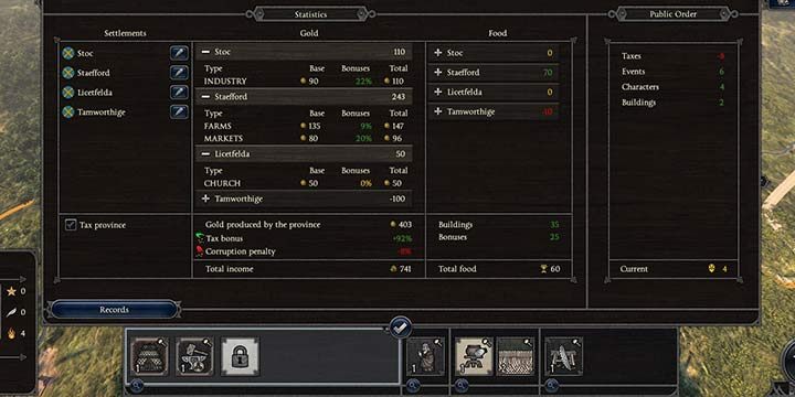 W nowym oknie zobaczysz szereg użytecznych informacji - Interfejs gry Total War Saga Thrones of Britannia - Total War Saga Thrones of Britannia - poradnik do gry