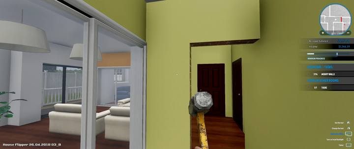 Zniszcz ścianki dzielące korytarz na 3 części, by zrobić z niego jeden długi hall - Zlecenie Eryk Sobel (Erik Camel), House Flipper - House Flipper - poradnik do gry