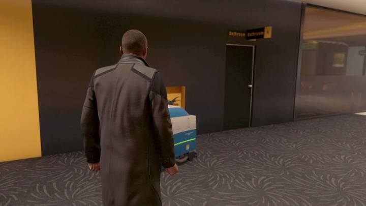 Najpierw dostań się do toalety, gdzie znajdziesz przebranie - Wieża Stratford | Markus | Solucja Detroit Become Human - Detroit Become Human - poradnik do gry