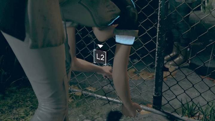 Przetnij siatkę nożycami ze sklepu lub znalezionymi na agregacie przy samochodzie - Zbiegowie | Kara | Solucja Detroit Become Human - Detroit Become Human - poradnik do gry