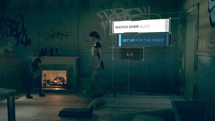 Przygotuj posłanie i rozpal ogień, aby ułożyć Alice do snu - Zbiegowie | Kara | Solucja Detroit Become Human - Detroit Become Human - poradnik do gry
