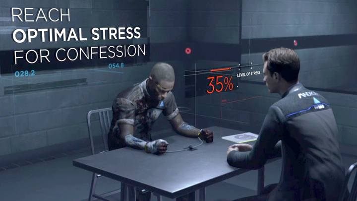 Nim usiądziesz na krześle, zbadaj akta leżące na stole - Przesłuchanie | Connor | Solucja Detroit Become Human - Detroit Become Human - poradnik do gry