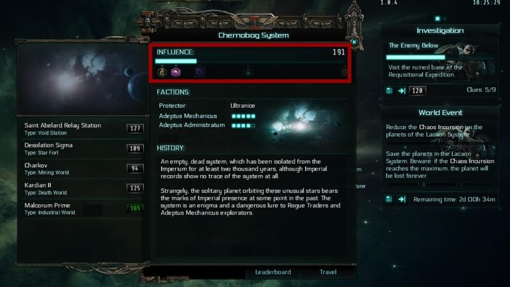 Ilość punktów chwały zgromadzonych w danym układzie stopniowo gromadzi się - Jak zostać opiekunem systemu w Warhammer Martyr? - Warhammer 40,000: Inquisitor - Martyr - poradnik do gry