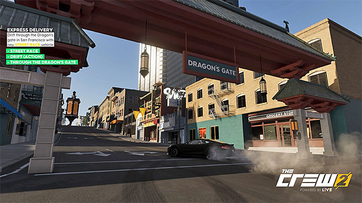 Opis: Przedriftuj przez smoczą bramę w San Francisco dowolnym pojazdem typu Street Race - Album - Street Racing | Zadań fotograficznych w The Crew 2 - The Crew 2 - poradnik do gry