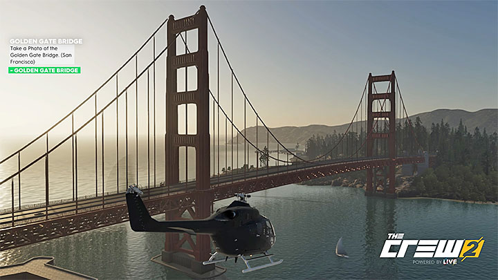 Opis: Zrób zdjęcie mostu Golden Gate (San Francisco) - Album - Street Racing | Zadań fotograficznych w The Crew 2 - The Crew 2 - poradnik do gry