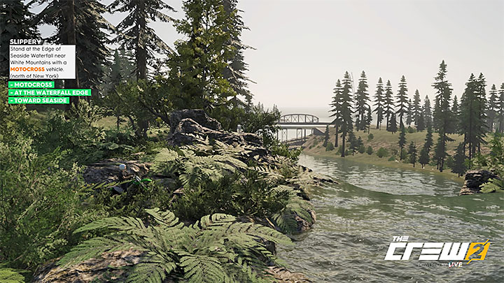 Opis: Stań na szczycie Nadmorskiego Wodospadu (okolice Gór Białych, na północ od Nowego Jorku) pojazdem Motocross - Album - Offroad | Zadań fotograficznych w The Crew 2 - The Crew 2 - poradnik do gry