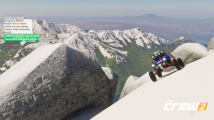 Opis: Wjedź swoim Proto Buggy z Rally Raid na najwyższy ośnieżony szczyt w dolinie Ivory Spring (północna część mapy) - Album - Offroad | Zadań fotograficznych w The Crew 2 - The Crew 2 - poradnik do gry